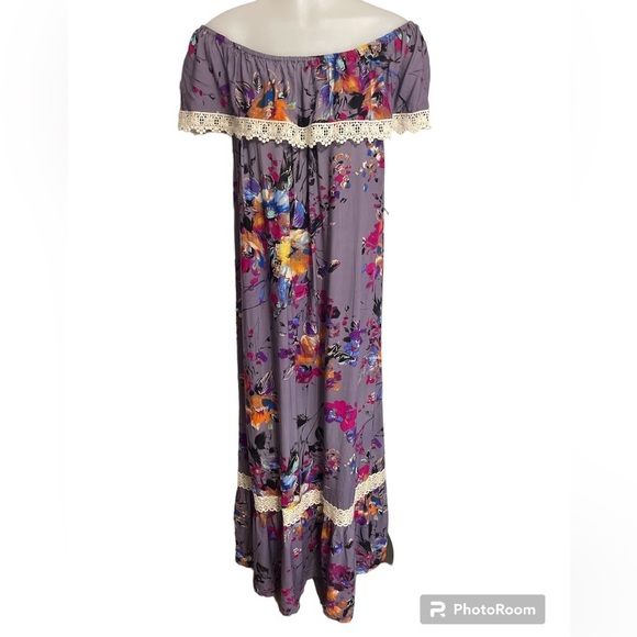 Umgee Maxi Purple Floral Dress Size S - Picture 2 of 8